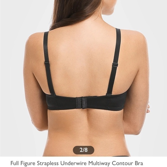 𝅺wingslove Full Figure Strapless Underwire Multi-way Contour Bra Black 44C - Picture 2 of 9
